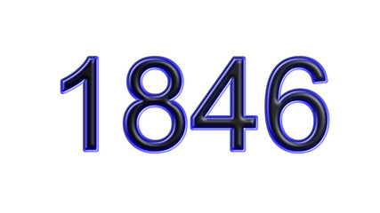 blue 1846 number 3d effect white background - obrazy, fototapety, plakaty