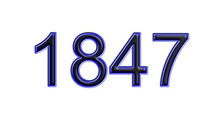 blue 1847 number 3d effect white background