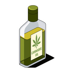 Cannabis oil. Vector 3d sketch line isometric, color icon illustration, flat style. Creative design idea and elements for infographics and website.