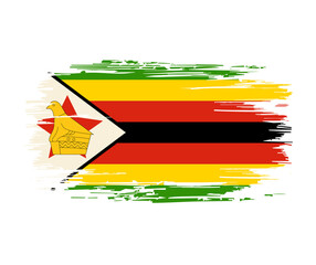 Zimbabwean flag brush grunge background. Vector illustration. - obrazy, fototapety, plakaty