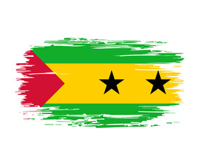 Sao Tome and Principe flag brush grunge background. Vector illustration.