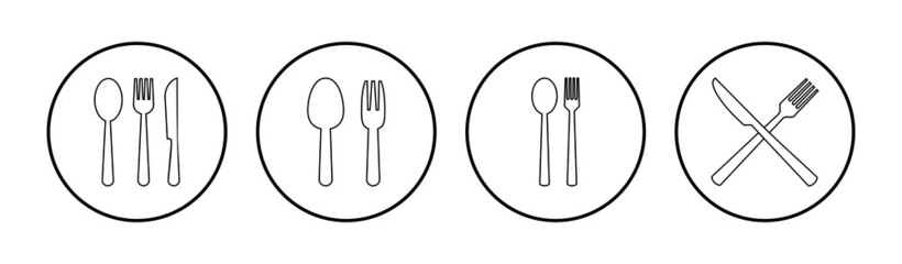 spoon and fork icon set. spoon, fork and knife icon vector. restaurant icon