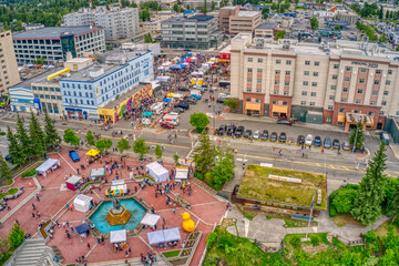 Fairbanks, Alaska, United States 6-15-21 Aerial View of the Popular Midnight Sun Festival