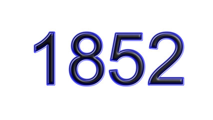 blue 1852 number 3d effect white background - obrazy, fototapety, plakaty