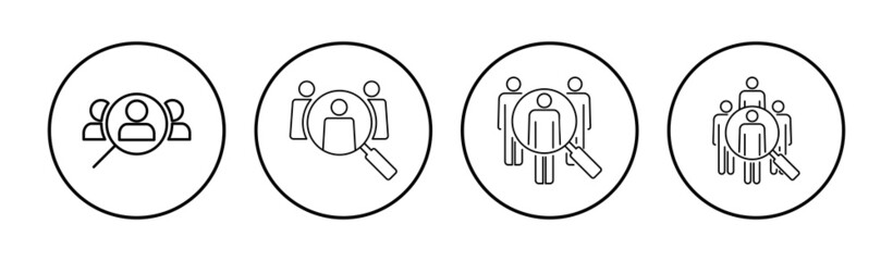Hiring icon set. Search job vacancy icon. Human resources concept. Recruitment
