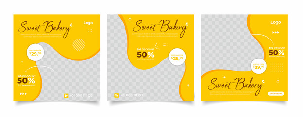 Sweet cake and dessert banner for social media post template.