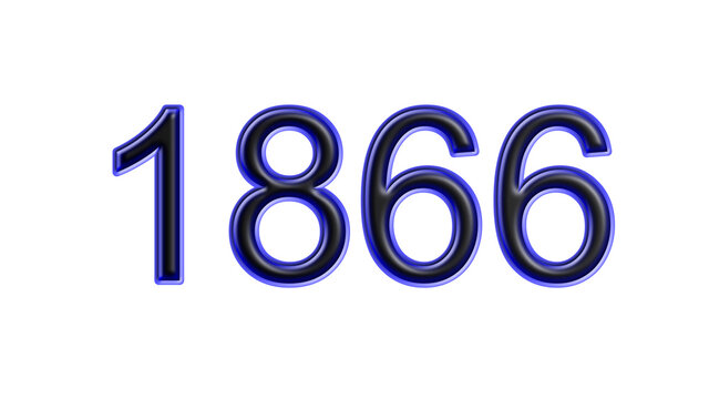 blue 1866 number 3d effect white background