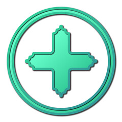 Fototapeta premium Big green plus sign in circle. Sign on white background with shadow. Vector illustration.