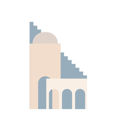 Old city town building house stairs street icon element pattern background.