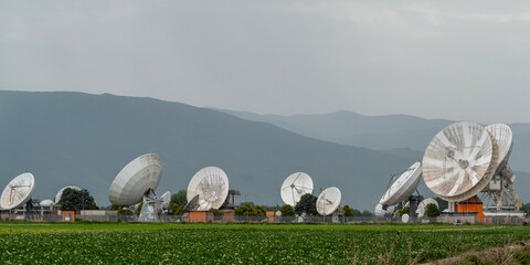 Piana del Fucino, Italy. Fucino Space Center. June 2021. One of the most important...