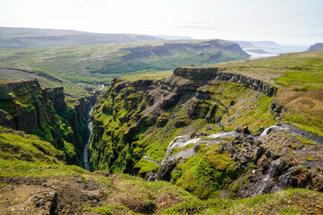 Fototapeta na wymiar Glymur Canyon Waterfalls - Iceland