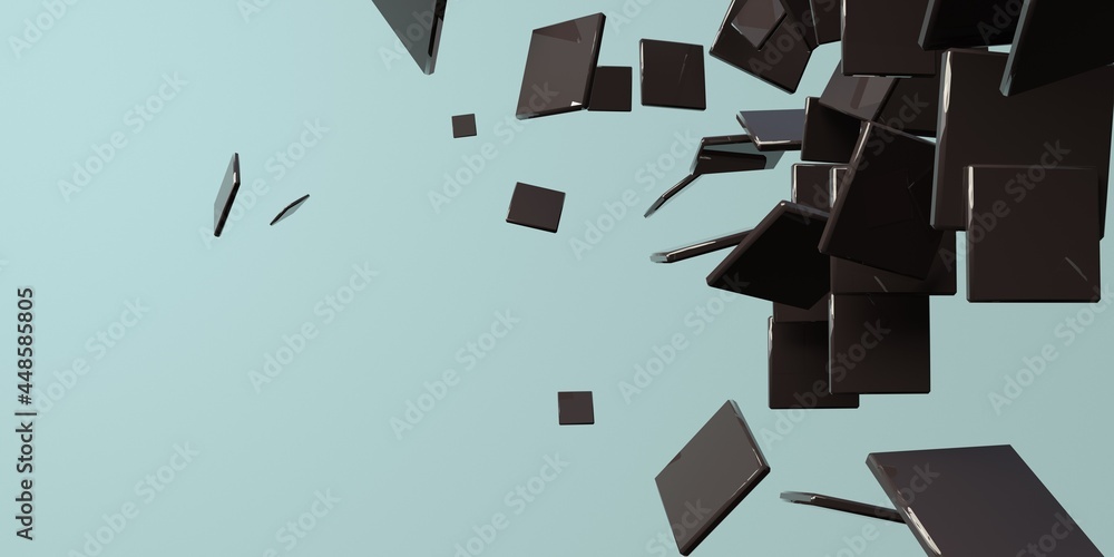 Poster 3d render of different size of square shapes
