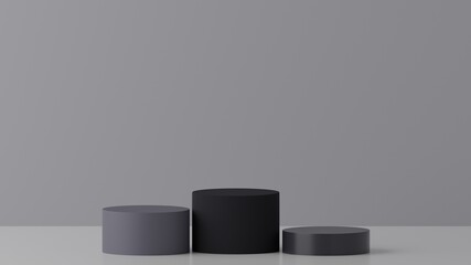 Minimal abstract podium mock up design for product presentation background or branding concept, grey,3D render, 3D illustration, Rendering.