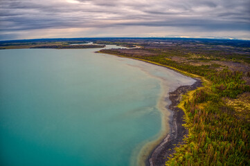 Fototapeta premium Aerial View of Skilak Lake, Alaska during Summer