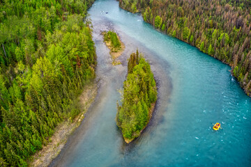 Aerial View of the Kenai River which is famous for Fishing