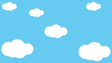Simple blue sky and white cloud illustration background