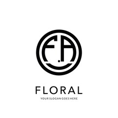 f and a logo monogram with a circle like an emblem
