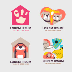 Modern Vector Set of Pet Shop Logo Design Template