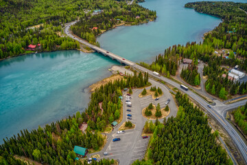 Aerial View of the Kenai River which is famous for Fishing