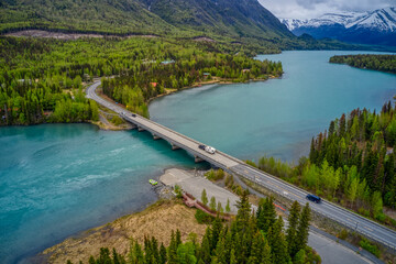 Aerial View of the Kenai River which is famous for Fishing