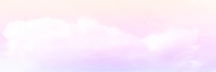 The Rainbow sky is Colorful sky with Soft clouds and a rainbow crossing. Fantasy magical sunny sky pastel background is fluffy white cloud. Freedom wallpaper concept. Sweet color dream.