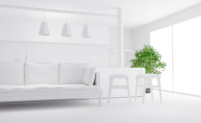 modern white living room with sofa
