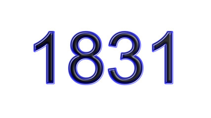 blue 1831 number 3d effect white background