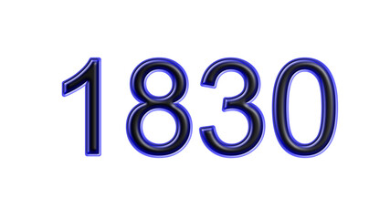 blue 1830 number 3d effect white background