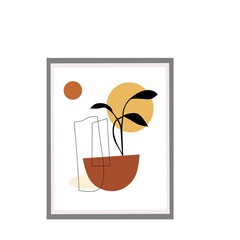 Fototapeta premium contemporary art posters in pastel colors. Abstract geometric elements and strokes, decorative trees, Great design for social media, postcards, prints.
