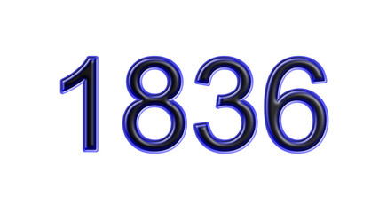 blue 1836 number 3d effect white background