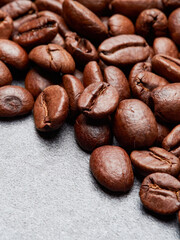 roasted coffee bean background, top view