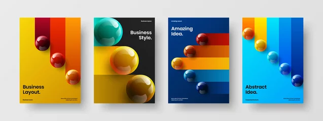 Deurstickers Original poster vector design template set. Premium 3D balls brochure concept collection. © kitka