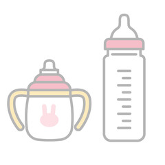シンプル　イラスト　赤ちゃん用品のベクターイラスト