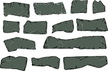 Stone slabs of irregular shape with cracks