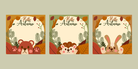 Autumn Forest Cute Animals Card Collection Set