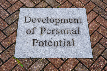 "Development of Personal Potential" Engraving in Sidewalk