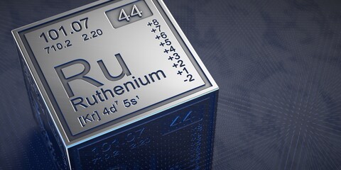 Ruthenium. Element 44 of the periodic table of chemical elements. 
