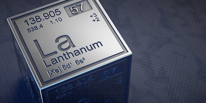 Lanthanum. Element 57 of the periodic table of chemical elements. 