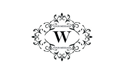 Exquisite monogram for invitation cards with the letter W. Graphic design of the page, boutique, cafe, hotel, business.