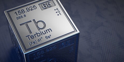 Terbium. Element 65 of the periodic table of chemical elements. 