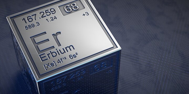 Erbium. Element 68 of the periodic table of chemical elements. 