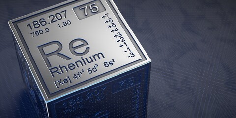 Rhenium. Element 75 of the periodic table of chemical elements. 