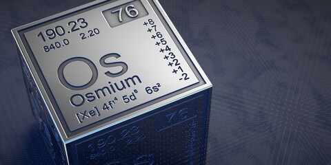 Osmium. Element 76 of the periodic table of chemical elements. 