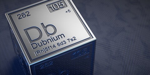 Dubnium. Element 105 of the periodic table of chemical elements. 