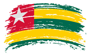 Togo flag in grunge brush stroke, vector