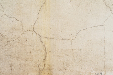 Dirty plastered wall with cracks. Vintage stylish background