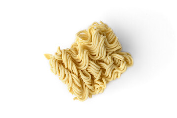 Dry instant noodles isolated on white background.
