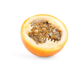 Half of delicious yellow granadilla isolated on white