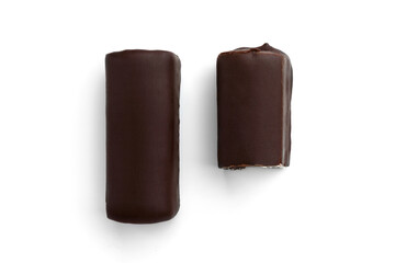 Glazed cheese bars isolated on white background.