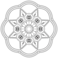 Leaf Flower Petal Coloring Mandala Art Simple Graphic Shape Vector Floral Oriental Outline Vintage Decorative Elements Pattern Illustration Islam Arabic Indian Turkish Mystic Religion Morals Lotus